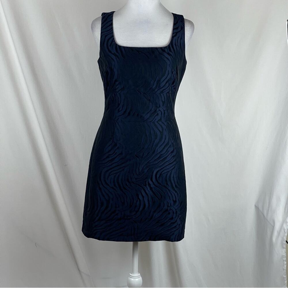 Banana Republic Black Navy Zebra Print Feminine Date Night Dress NWOT Size 6 - Picture 2 of 14